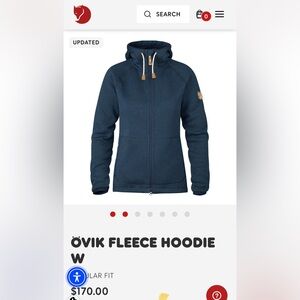 🌻 Fjallraven Ovik fleece hooded jacket, xs.